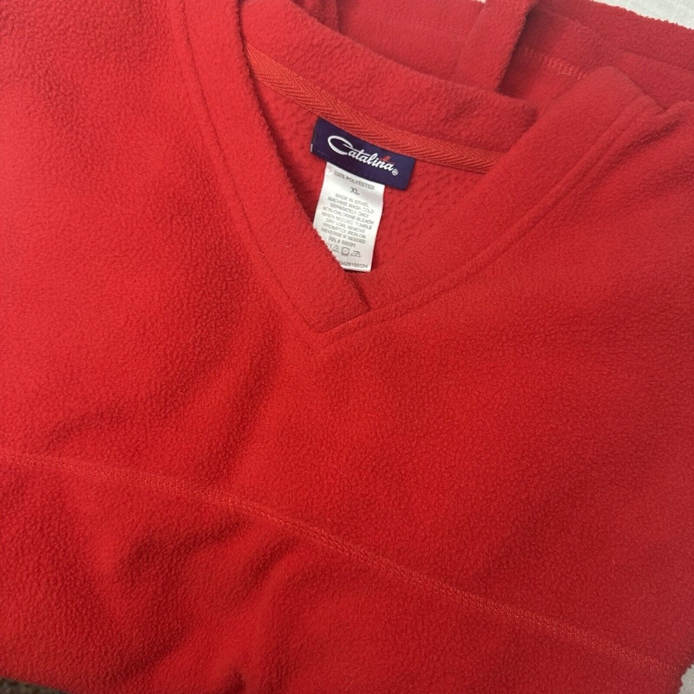 Catalina Fleece Sweater Women's XL‎ V-Neck Red Pullover